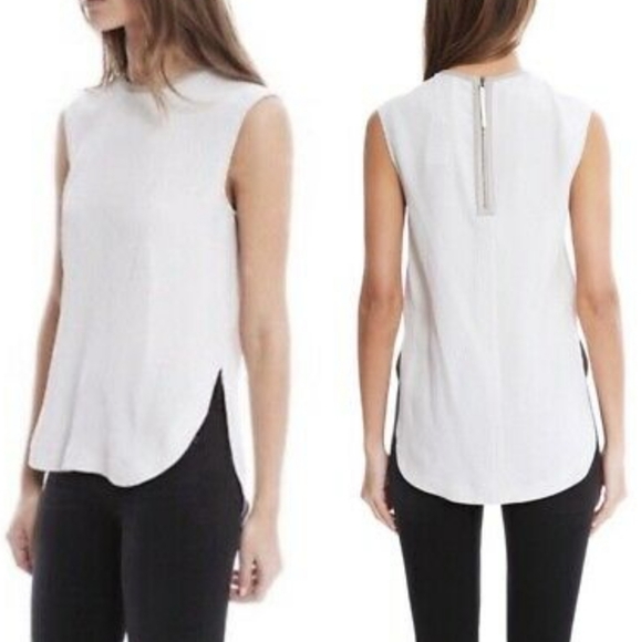 HELMUT LANG Silk & Leather Trim Sleeveless Top Sz S - Picture 8 of 8